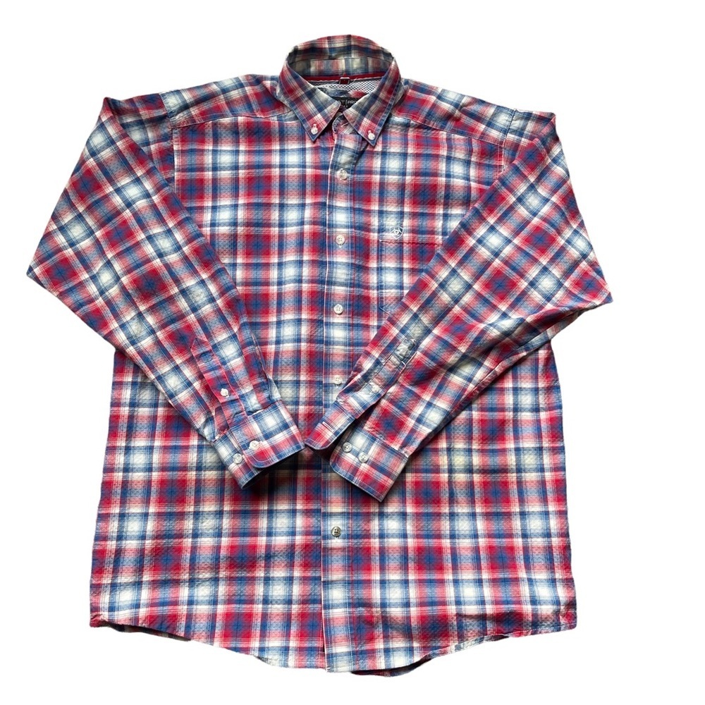 Ariat Pro Series Red Whit & Blue Buttons Down Shirt Size: M
